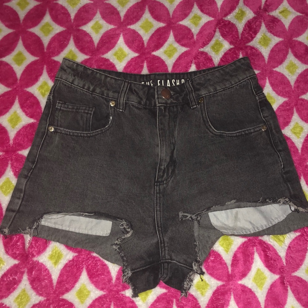 Black Denim High Waisted Shorts